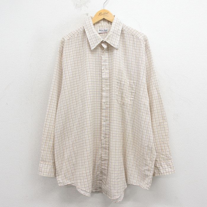 80s 長袖シャツ ベージュチェック XL | 古着