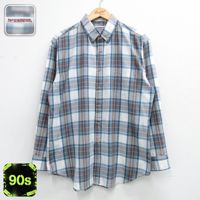 【20%OFF】マックレガー 90s 長袖シャツ ネイビーチェック メンズL相当 | 古着