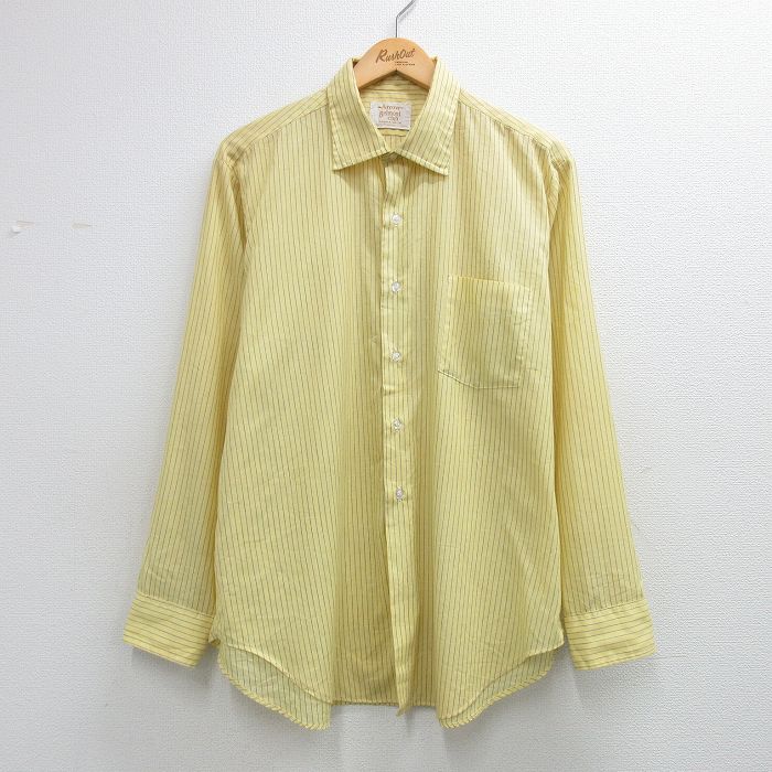アロー 70s 長袖シャツ ストライプ イエロー XL | 古着