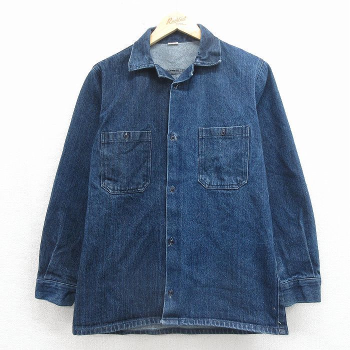 長袖シャツ デニム ネイビー M | 古着