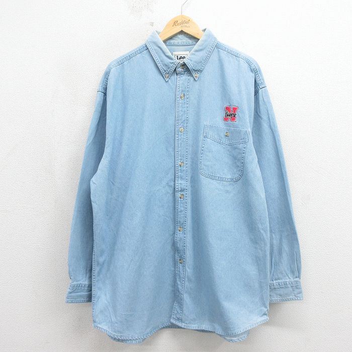リー 00s 長袖シャツ ネブラスカハスカーズ ネイビー XL | 古着