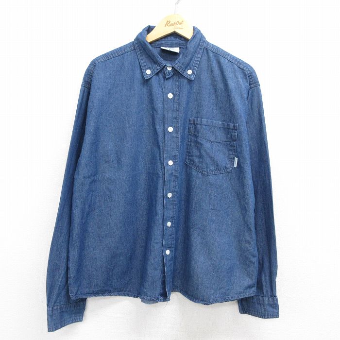 ネイビーデニム 長袖シャツ XL | 古着