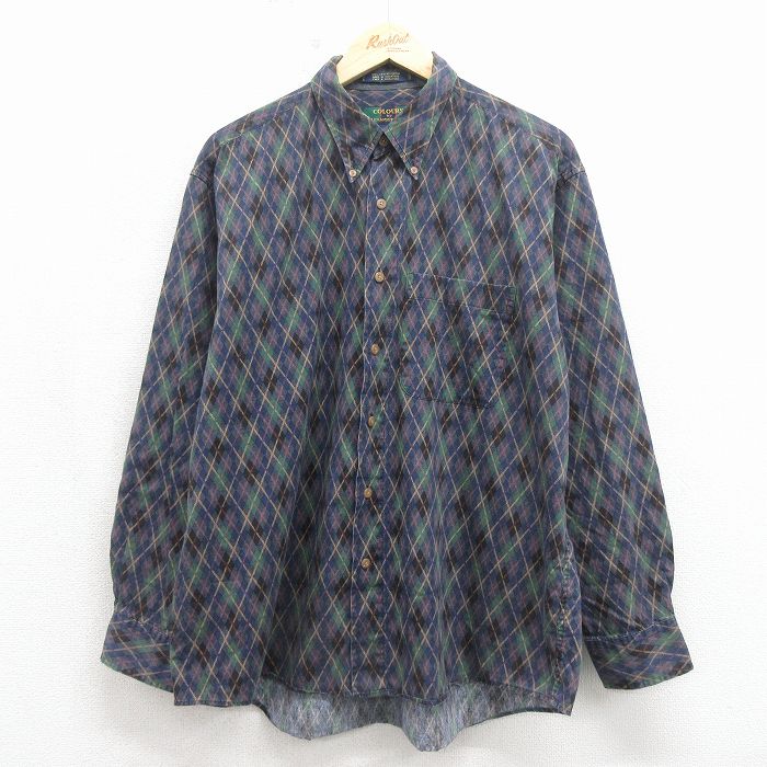 00s 長袖シャツ チェック ネイビー XL | 古着