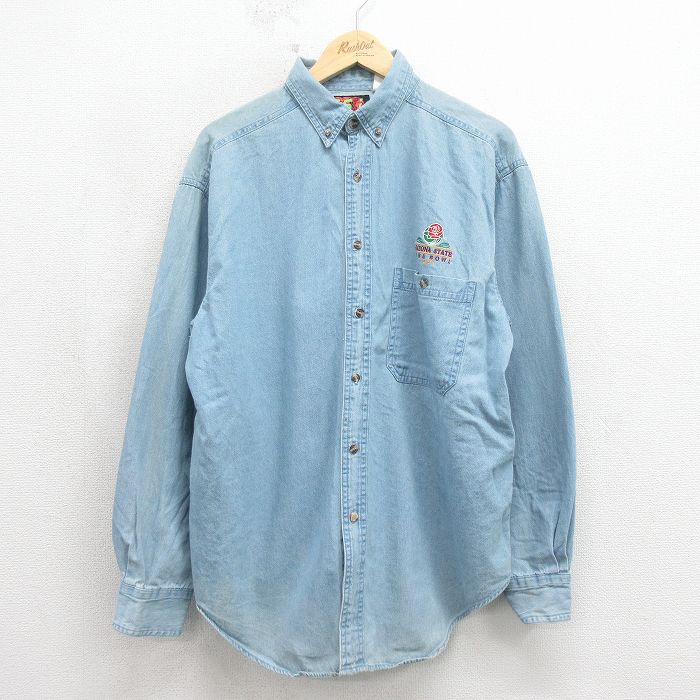 90s 長袖シャツ ローズボウル ネイビー L | 古着