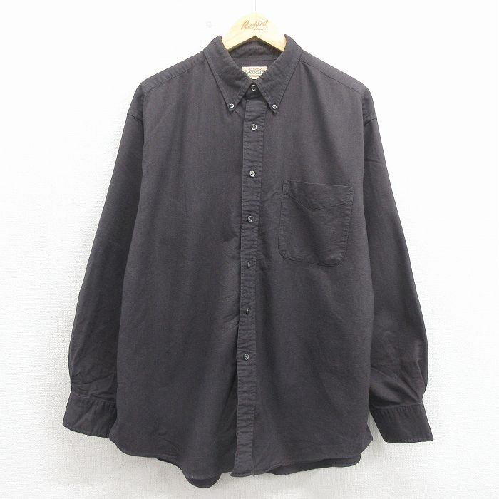 XL★古着 セントジョンズベイ 長袖 シャツ メンズ 00年代 00s オックスフォード 大きいサイズ コットン ボタンダウン ブラック【spe】 26may18
