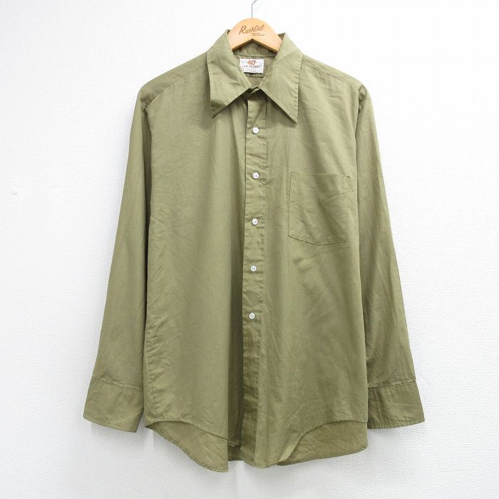 70s 長袖シャツ カーキ メンズXL相当 | 古着