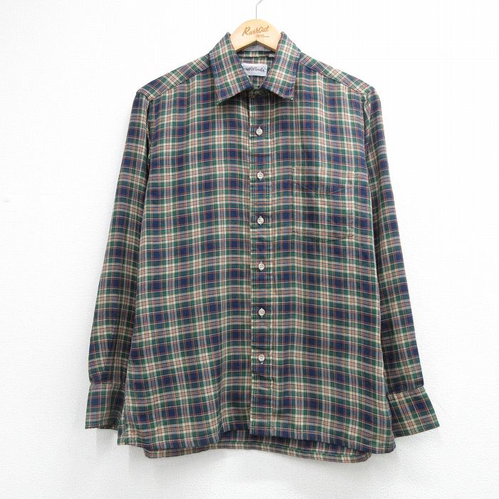 90s 長袖シャツ ネイビーチェック メンズM相当 | 古着