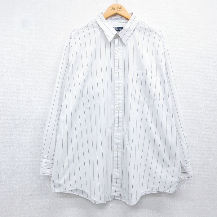 90s 長袖シャツ ストライプ ホワイト メンズXL相当 | 古着