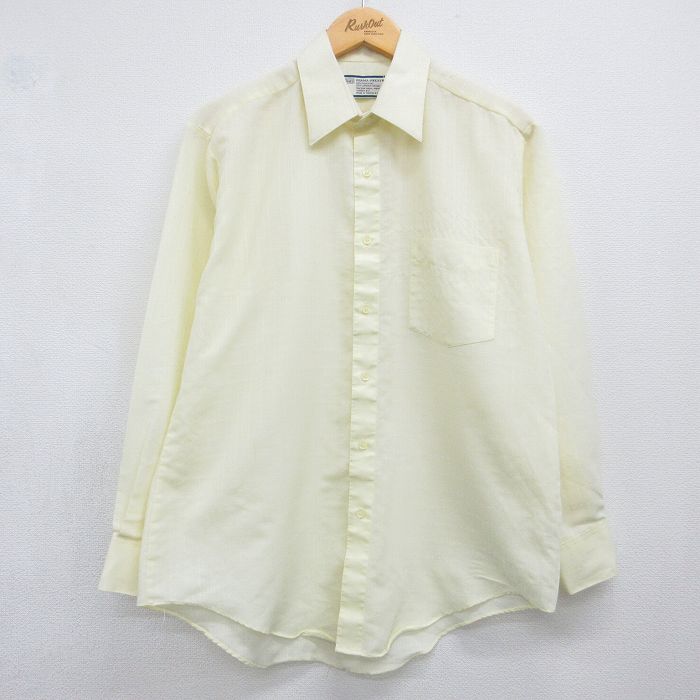 シアーズ 80s 長袖シャツ ストライプ イエロー メンズXL相当 | 古着