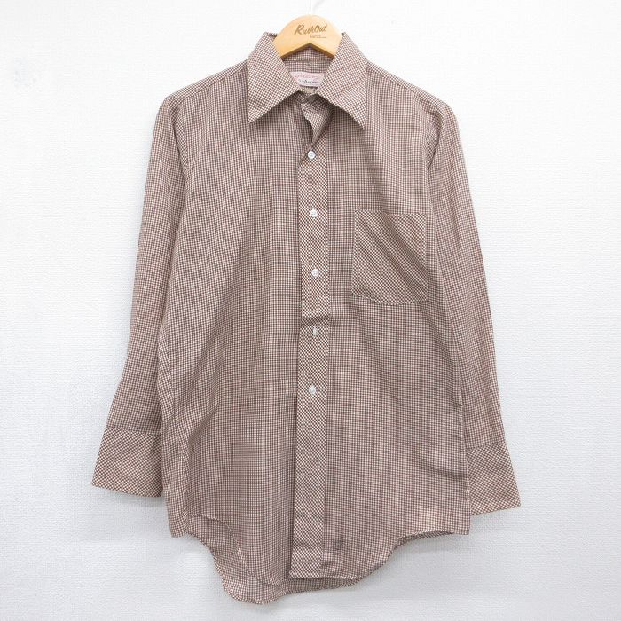 アロー 70s 長袖シャツ ギンガムチェック ブラウン メンズM相当 | 古着