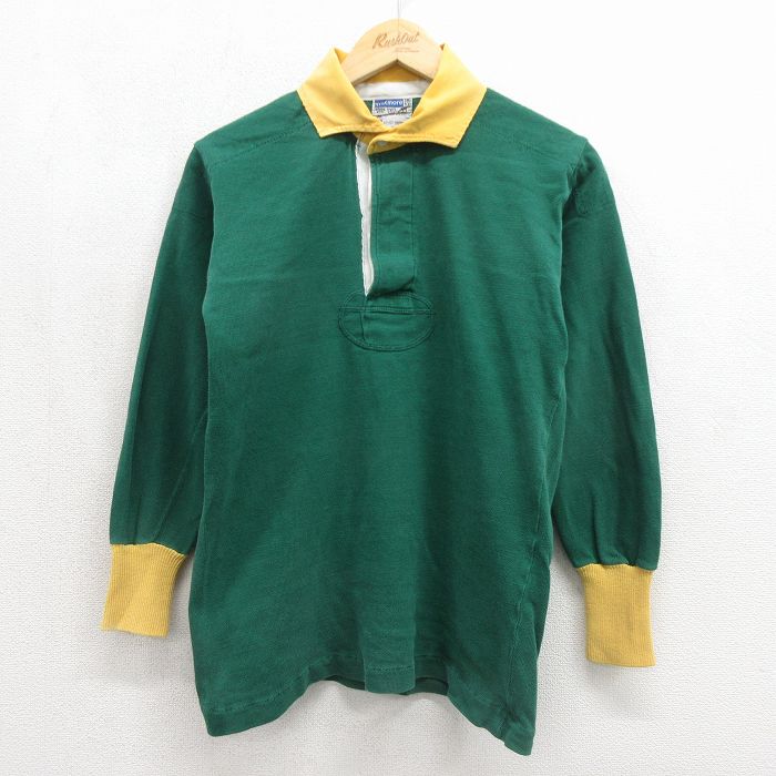 80s 長袖ラガーシャツ グリーン メンズS相当 | 古着