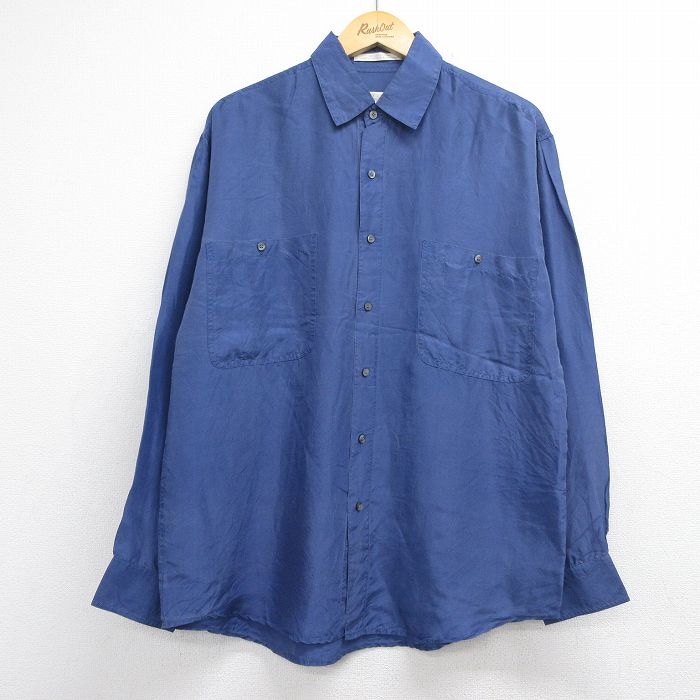 ペリーエリス 90s 長袖シャツ ブルー メンズL相当 | 古着