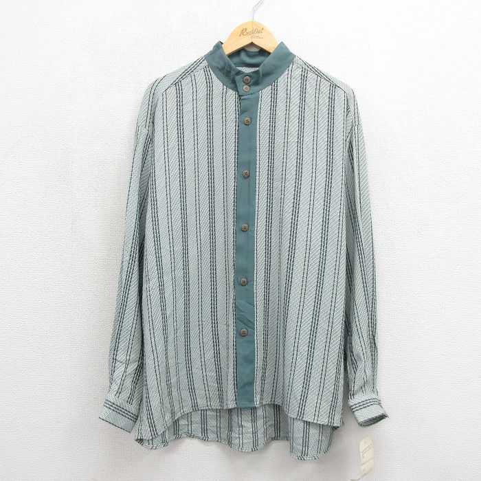 90s 長袖シャツ ストライプ グリーン メンズXL相当 | 古着