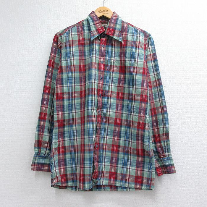 90s 長袖シャツ チェック グリーン メンズM相当 | 古着