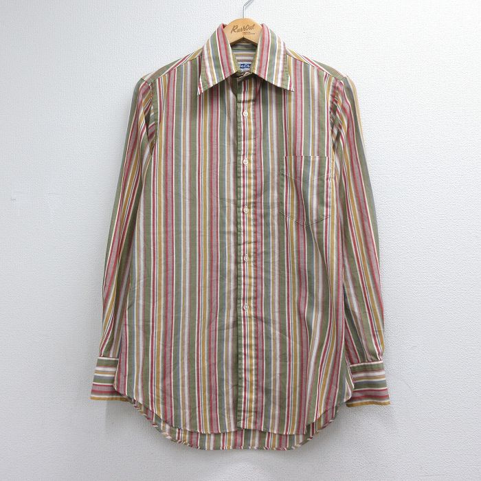 GANT 70s 長袖シャツ ストライプ グリーン メンズM相当 | 古着