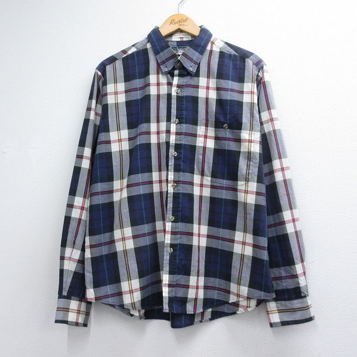 90s 長袖シャツ ネイビーチェック メンズL相当 | 古着