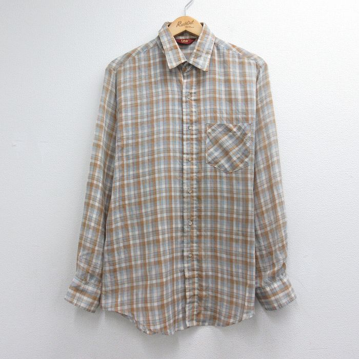 リー 80s 長袖シャツ チェック ブラウン メンズL相当 | 古着