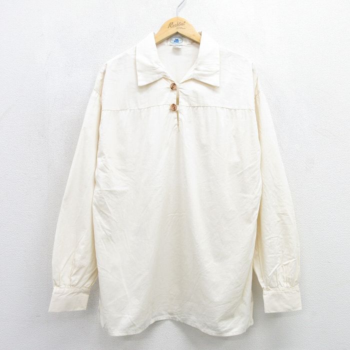 90s 長袖シャツ 生成り ベージュ メンズXL相当 | 古着