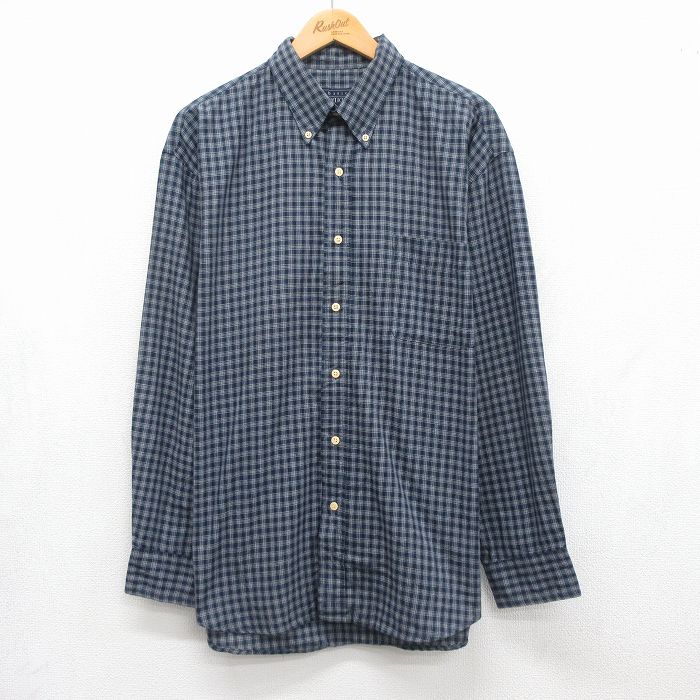 ベーシックエディションズ 90s 長袖シャツ ネイビーチェック メンズXL相当 | 古着