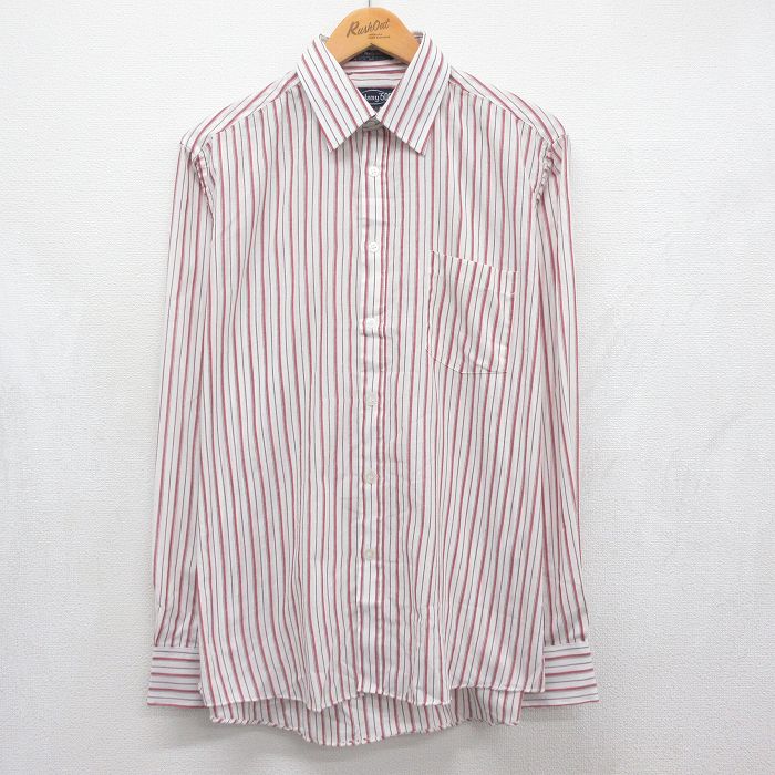 80s 長袖シャツ ストライプ ホワイト メンズL相当 | 古着