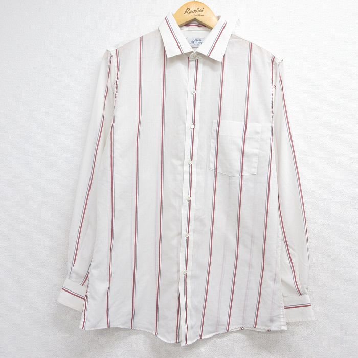 アロー 90s 長袖シャツ ストライプ ホワイト メンズL相当 | 古着