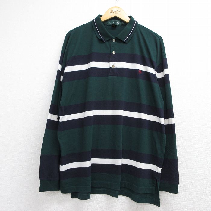 グリーンボーダー 90s 長袖ポロシャツ メンズXL相当 | 古着