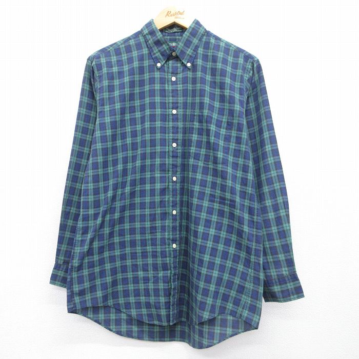 90s 長袖シャツ ネイビーチェック メンズM相当 | 古着