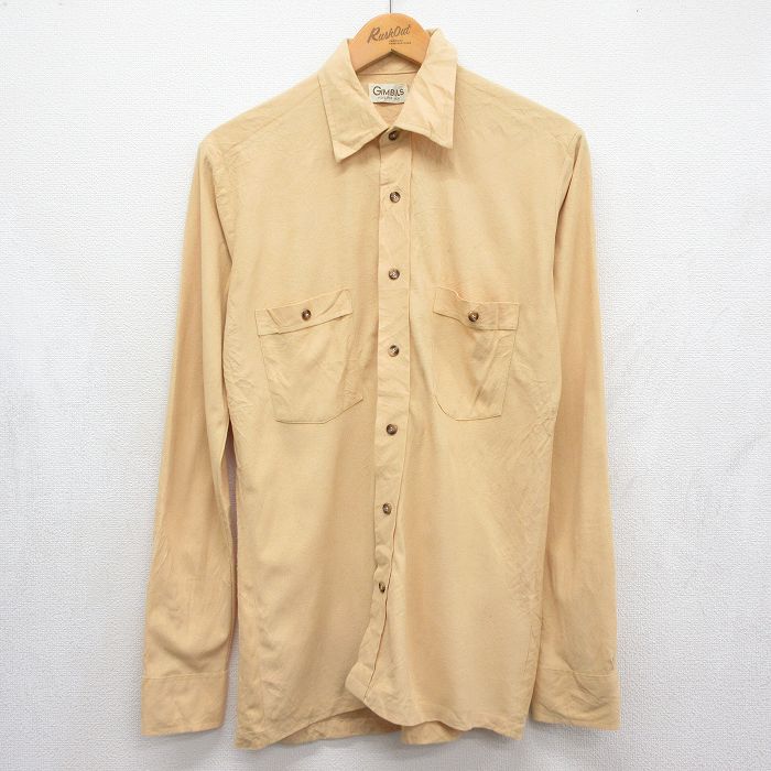 80s 長袖シャツ ベージュ メンズS相当 | 古着