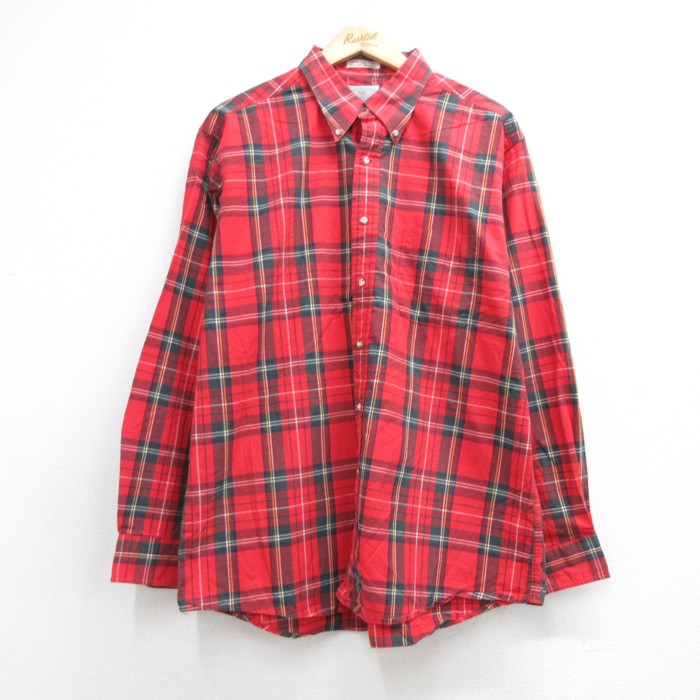 80s 長袖シャツ タータンチェック レッド メンズXL相当 | 古着