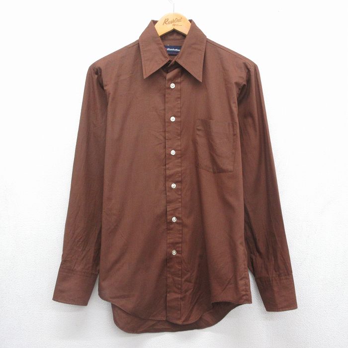 70s 長袖シャツ ブラウン メンズM相当 | 古着