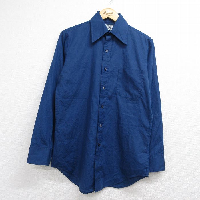 80s 長袖シャツ ネイビー メンズM相当 | 古着