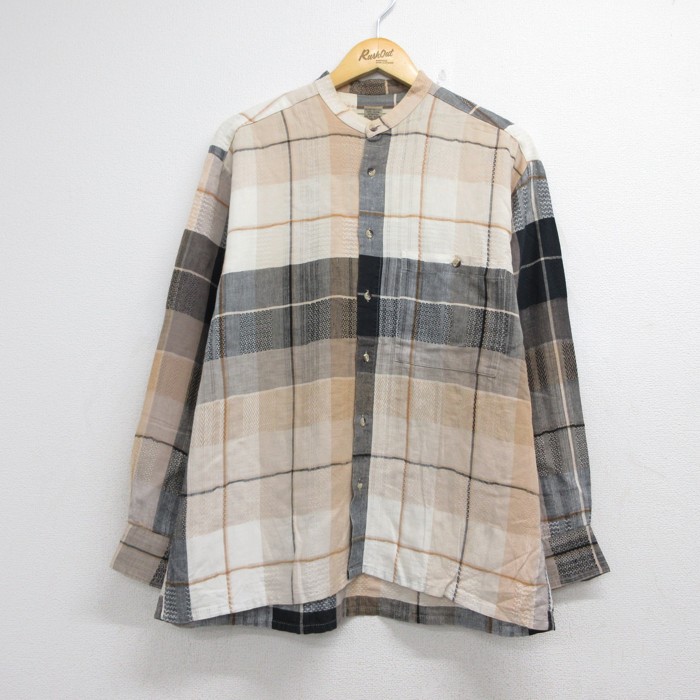 NATURAL ISSUE 長袖シャツ チェック ベージュ メンズL相当 | 古着