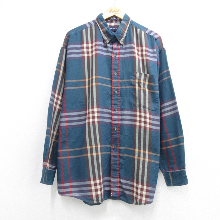 GANT ネイビーチェ 長袖 シャツ 90s ボタンダウン チェック メンズXL相当 | 古着