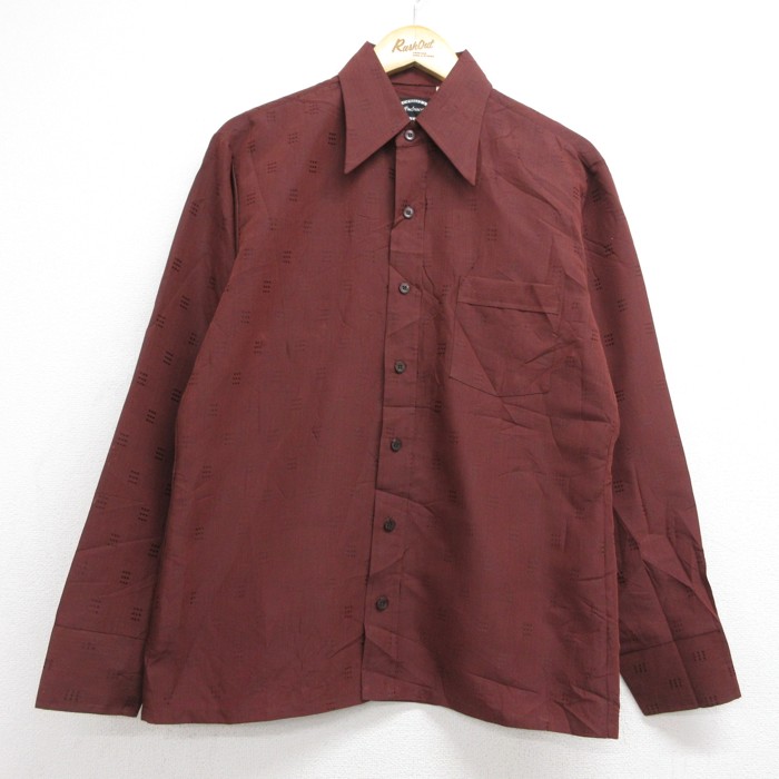 Ardmore 70s 長袖シャツ 総柄 バーガンディ メンズM相当 | 古着