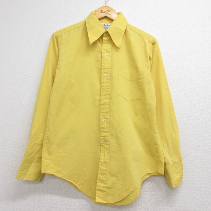 マルボロ 70s 長袖シャツ 胸ポケット イエロー メンズM相当 | 古着