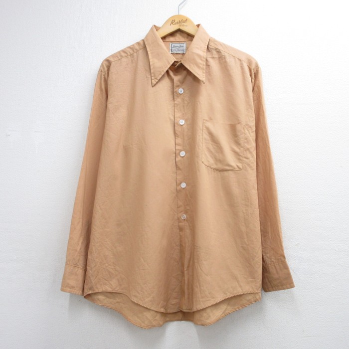 VAN HEUSEN 70s 長袖シャツ 胸ポケット ベージュ メンズXL相当 | 古着