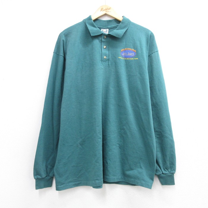 Cotton Deluxe 90s 長袖シャツ ポロ グリーン XL | 古着 26aug26