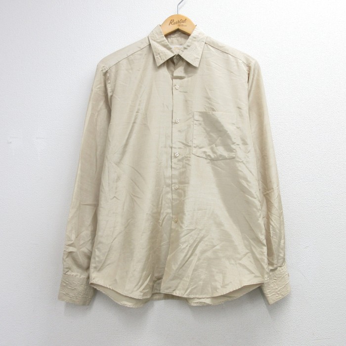 80s 長袖シャツ ベージュ メンズM相当 | 古着