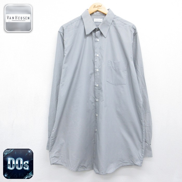 VAN HEUSEN 00s 長袖シャツ ポプリン グレー メンズXL相当 | 古着