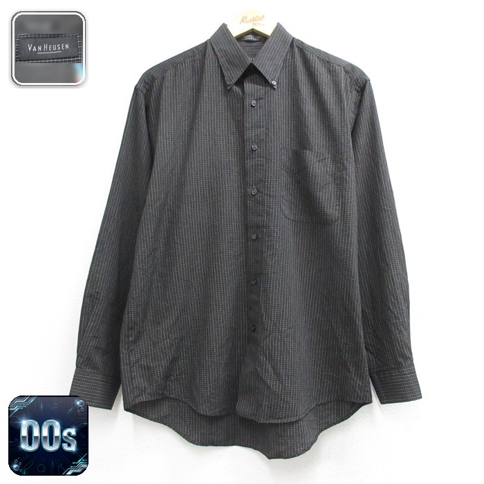 VAN HEUSEN 00s 長袖シャツ ブラックチェック メンズL相当 | 古着