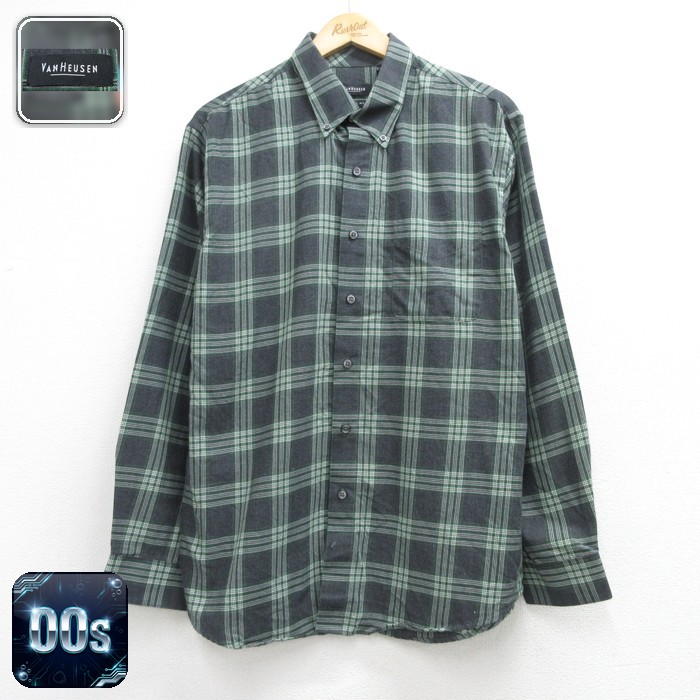 VAN HEUSEN 00s 長袖シャツ グリーンチェック メンズL相当 | 古着