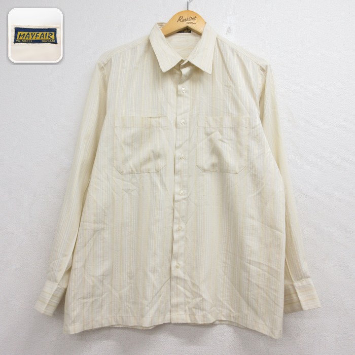 MAYFAIR 長袖シャツ ストライプ イエロー メンズL相当 | 古着