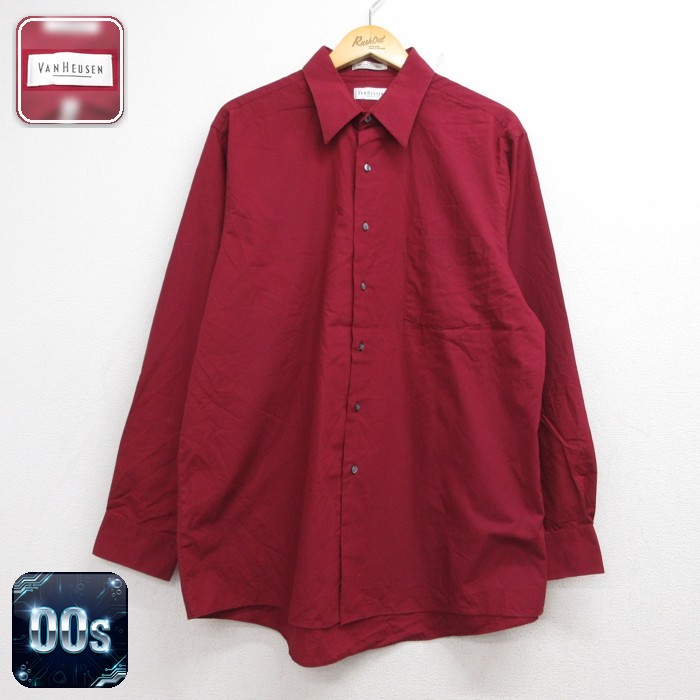 VAN HEUSEN 00s 長袖シャツ ポプリン バーガンディ メンズXL相当 | 古着