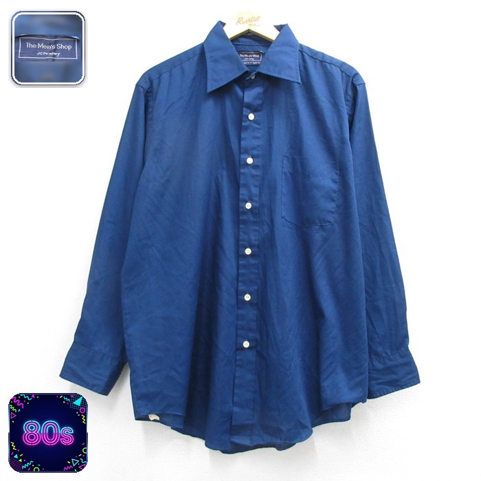 JCPenney 80s 長袖シャツ 胸ポケット ネイビー メンズXL相当 | 古着