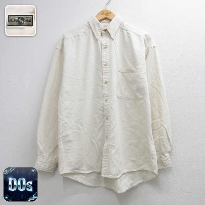 JEANS WEAR 00s 長袖シャツ オックスフォード 生成り ベージュ メンズL相当 | 古着