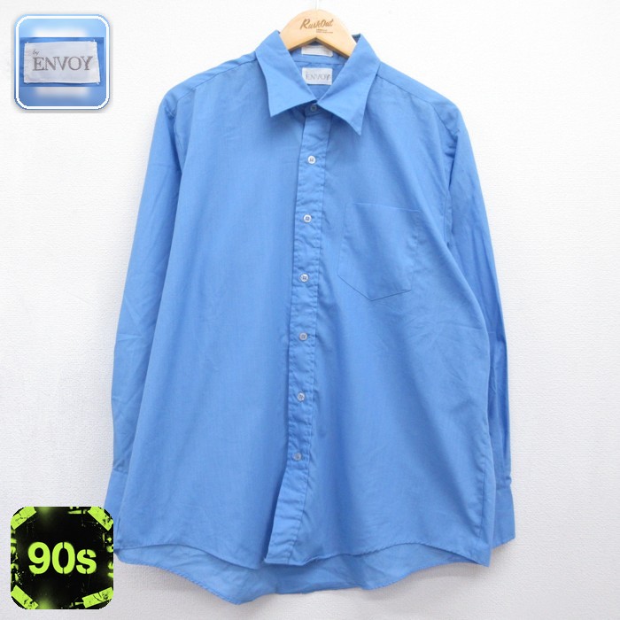 ENVOY 長袖 シャツ 90s 胸ポケット ブルー メンズXL相当 | 古着