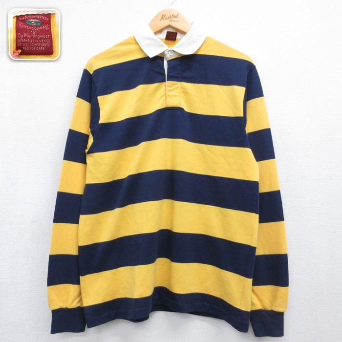 Munsingwear 90s 長袖ラガーシャツ ボーダー イエロー メンズM相当 | 古着