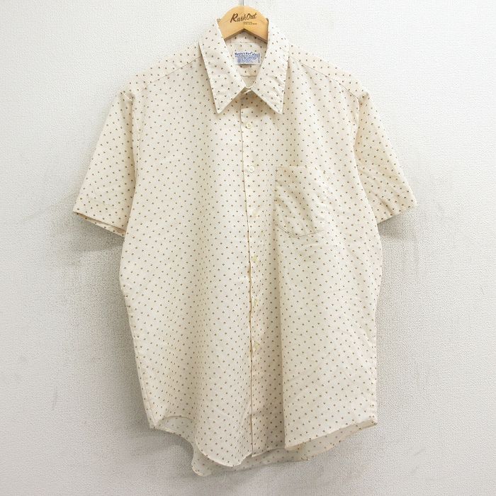 【50%OFF】80s 半袖シャツ 総柄 ベージュ XL | 古着