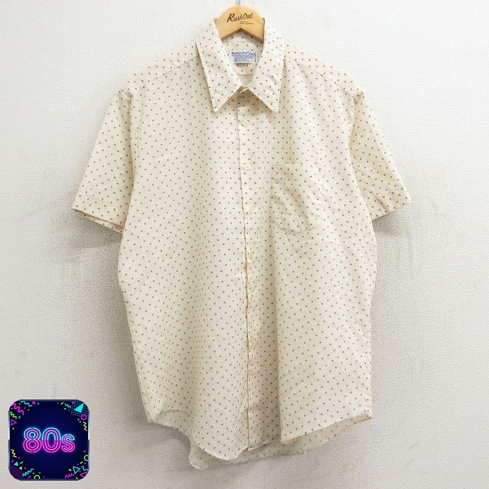 【50%OFF】80s 半袖シャツ 総柄 ベージュ XL | 古着