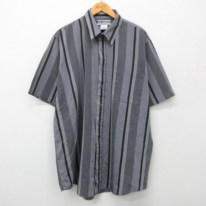 00s 半袖シャツ ストライプ グレー XL | 古着